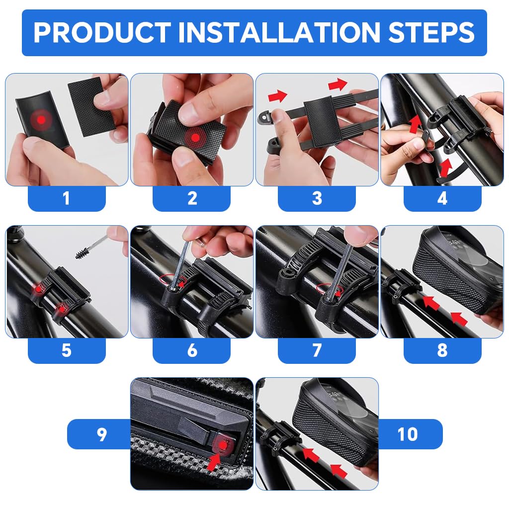 PROBEROS Bicycle Phone Bag for 4.7–7 in Phones with TPU Touchscreen and Waterproof EVA | Removable Top Tube Storage