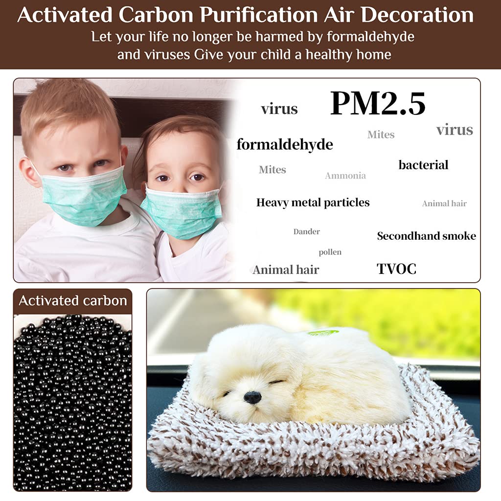 PATPAT Simulation Sleeping Puppy Toy for Home and Car with Sound and Bamboo Charcoal | White