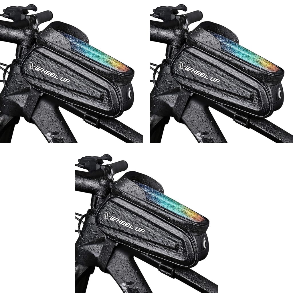 Proberos Cycle Frame Bag for Outdoor Riding with 6.5 in Waterproof Touch Screen | Black 3 PCS