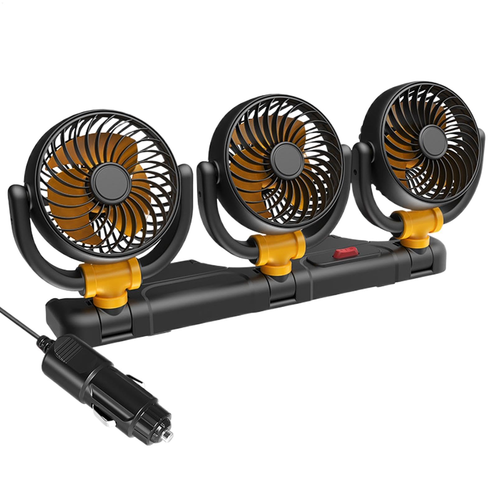 STHIRA 12V Electric Car Cooling Fan for Vehicles with Triple Rotatable Heads | 2 Speed Air Circulator