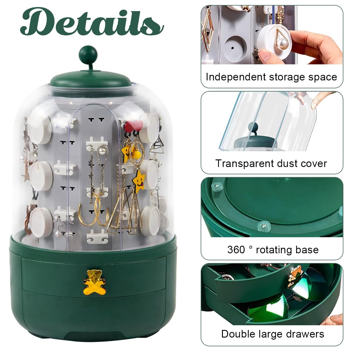 HANNEA Jewelry Organizer for Earrings with 360° Rotating 5 Layer Design | Space Saving PP Storage Box