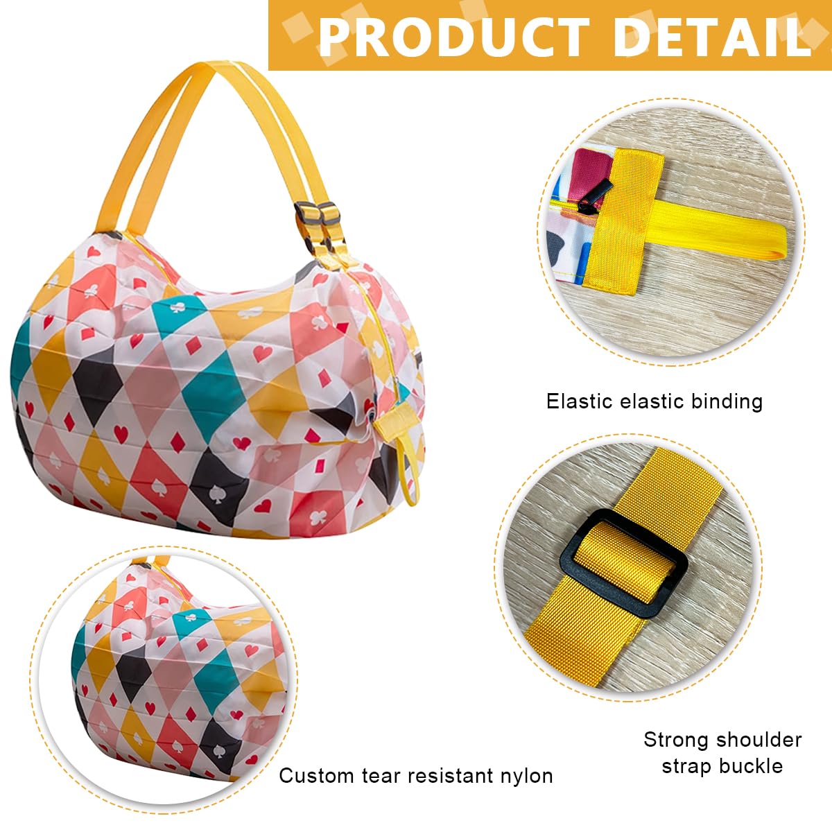 MAYCREATE Grocery Shopping Bag for Daily Use with Dual Strap Design and 40×40cm Capacity | Foldable Nylon Shoulder Tote 2pcs