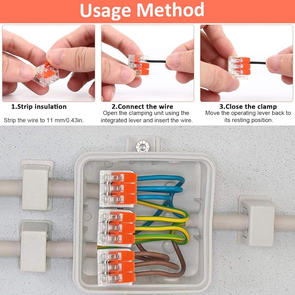 Serplex® 120PCS Cable Connectors Set with 2-Slot 3-Slot 5-Slot Configurations Lever Nut Assortment Splicing Connector Kit Electrical DIY Compact Wire for AWG 24-12