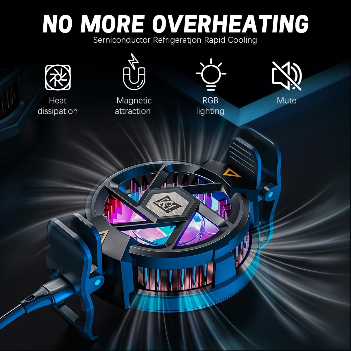 ZORBES Phone Cooler for Gaming and Livestreaming with 9 Blade Fan & RGB LED | 2PCS Plug and Go