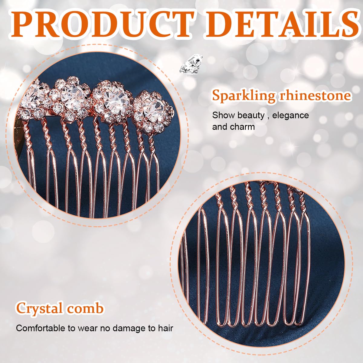 PALAY Hair Comb Clip for Women featuring Rhinestone Flower Design 3Pcs Alloy Set | Wedding and Party Headpiece