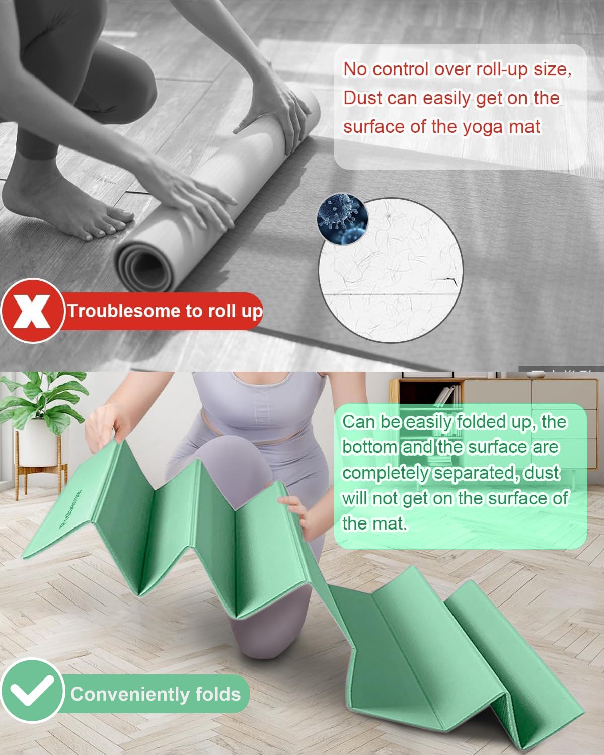 Proberos Yoga Mat for Home Workout with Double Sided Anti Slip Texture 72x24 in | TPE 6mm Thick