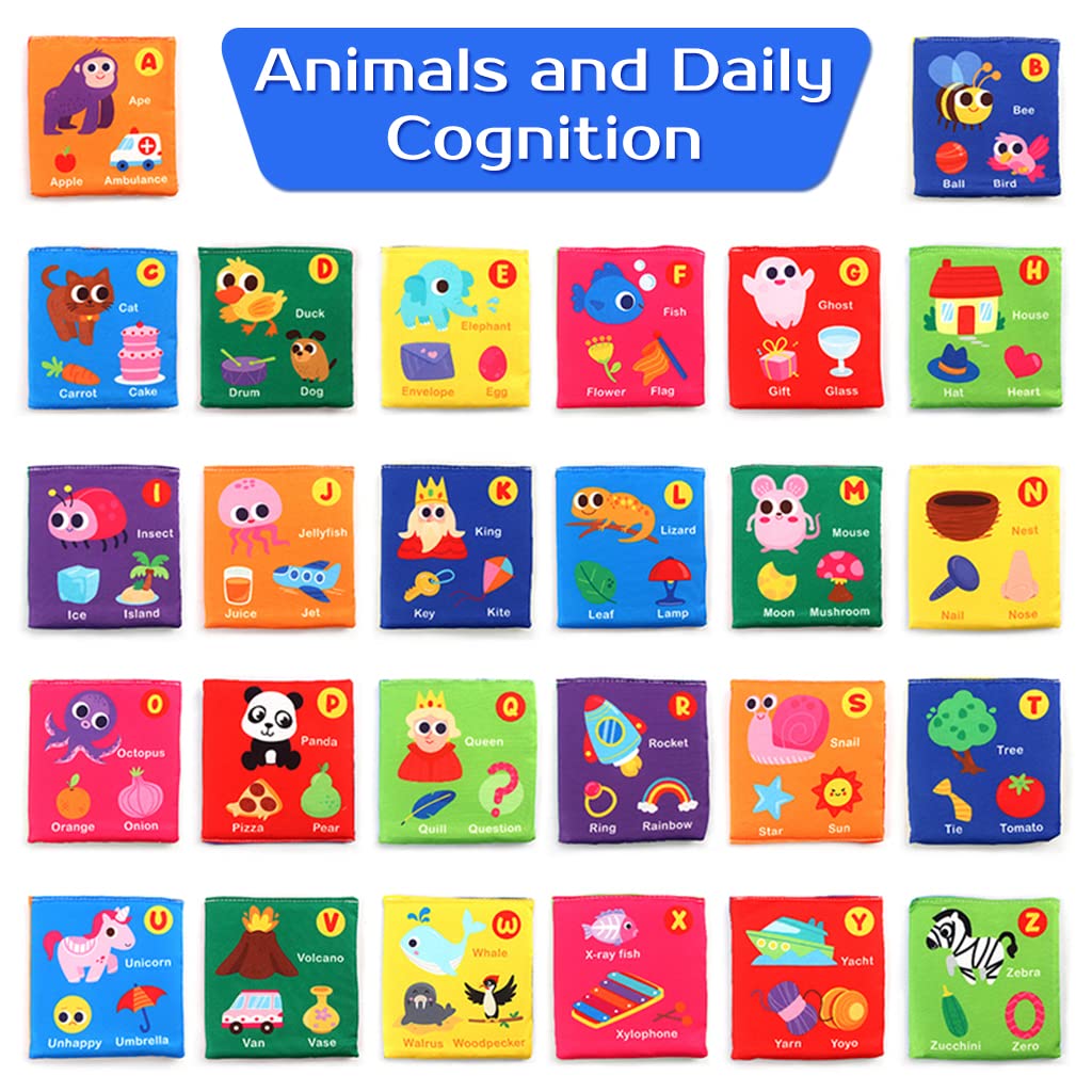 PATPAT Alphabet Flash Cards for Babies with 26 Double Side Cloth Pages | Washable Non Toxic Learning Toy