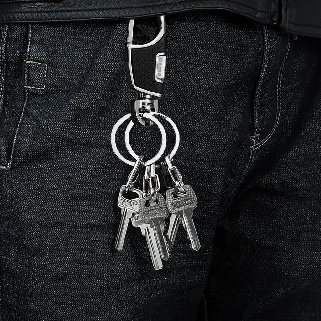 Zibuyu Keychain for Men with Dual Keyring Design and Zinc Alloy Build 9.5×3 cm | Gift for Car and Bike