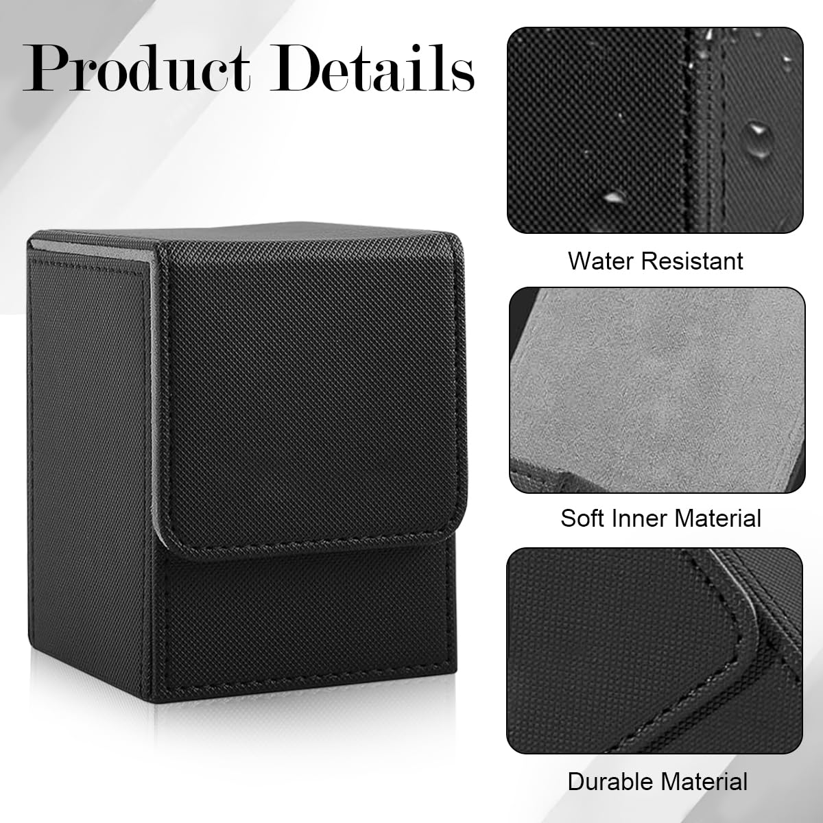PATPAT Card Holder for 100+ Trading Cards with Flip Up Closure and PU Leather Design | Black 7.1x6.7x9.5cm