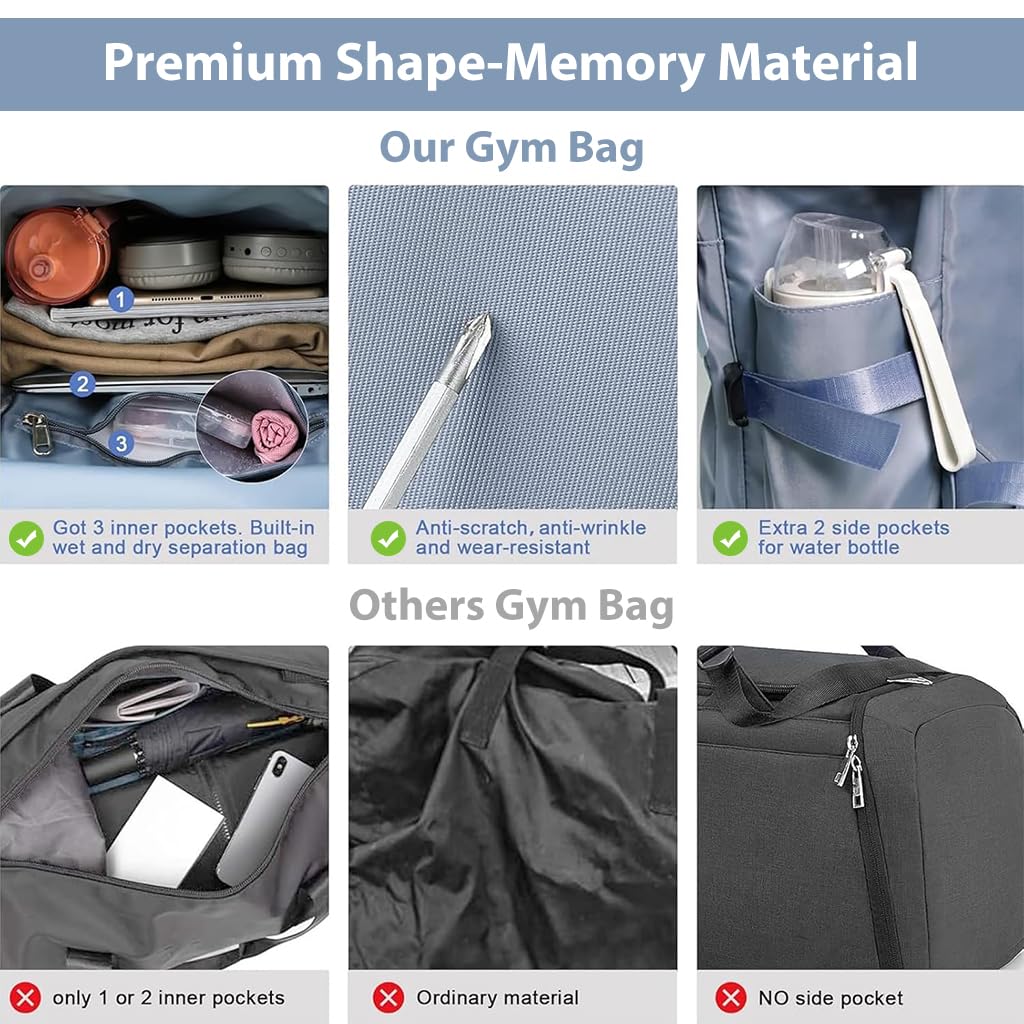 ZIBUYU Gym Bag Duffle Bag for men with Removable Shoulder Strap Travel Backpack Multipurpose Nylon Travel Bag Fitness Bag with Shoe Compartments Multi Compartments Backpack Bag for Travel