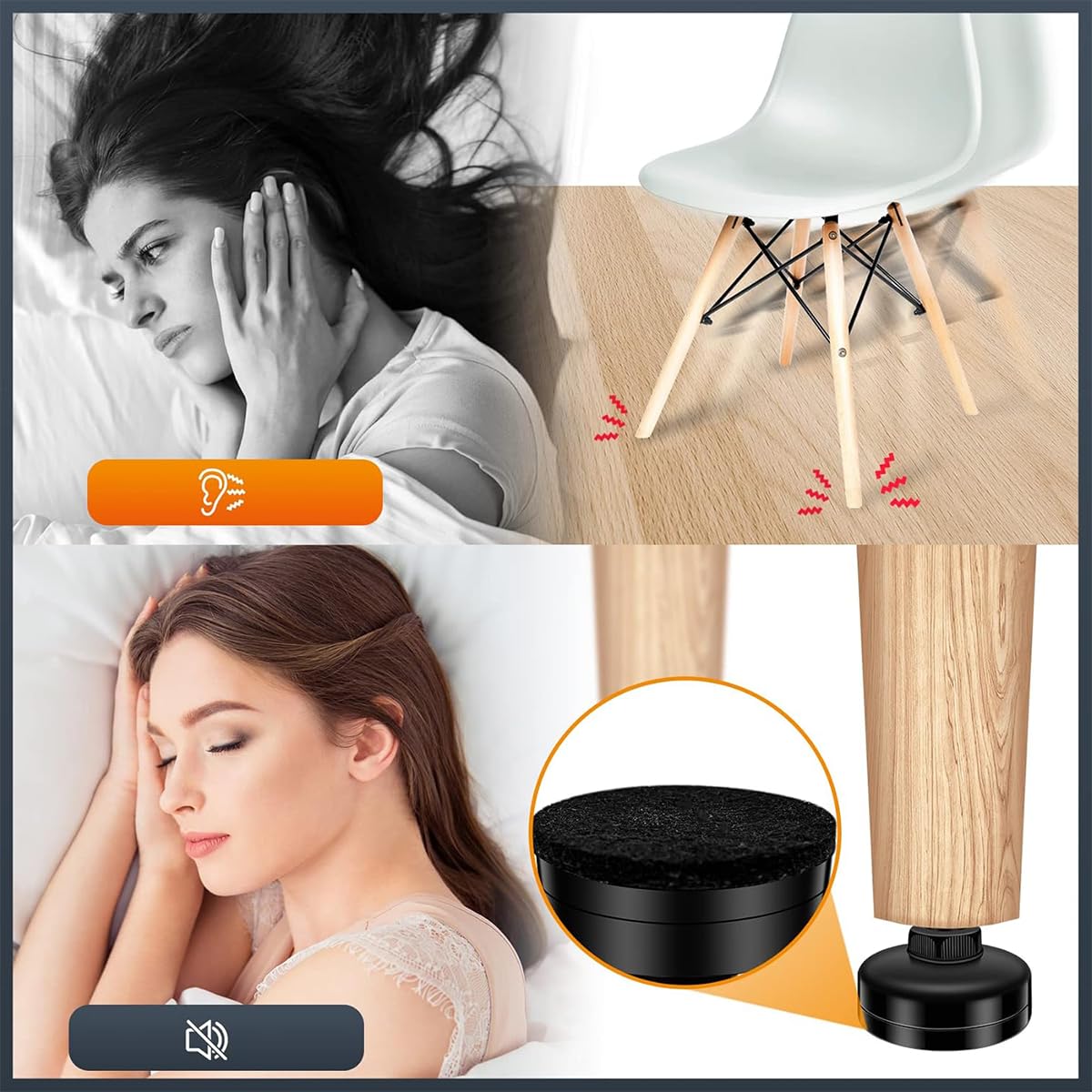 Serplex Adjustable Leveling Feet for Furniture with 3/8-16 Thread and 1 3/8 in Base | Set of 4