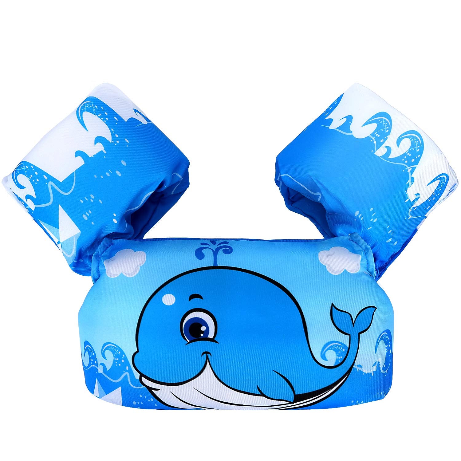 ZIBUYU Swimming Arm Bands for Kids 22–55 lbs with Quick Release Buckle and Soft PE Foam | Blue Safety Float Vest