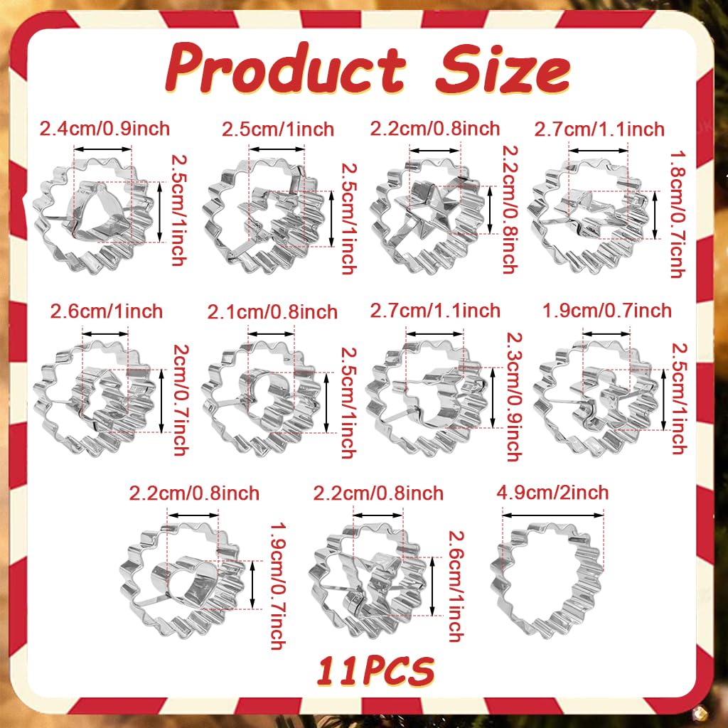 HASTHIP Christmas Cookie Cutter Set for Holiday Baking with 11 Shapes and Wavy Rim Design