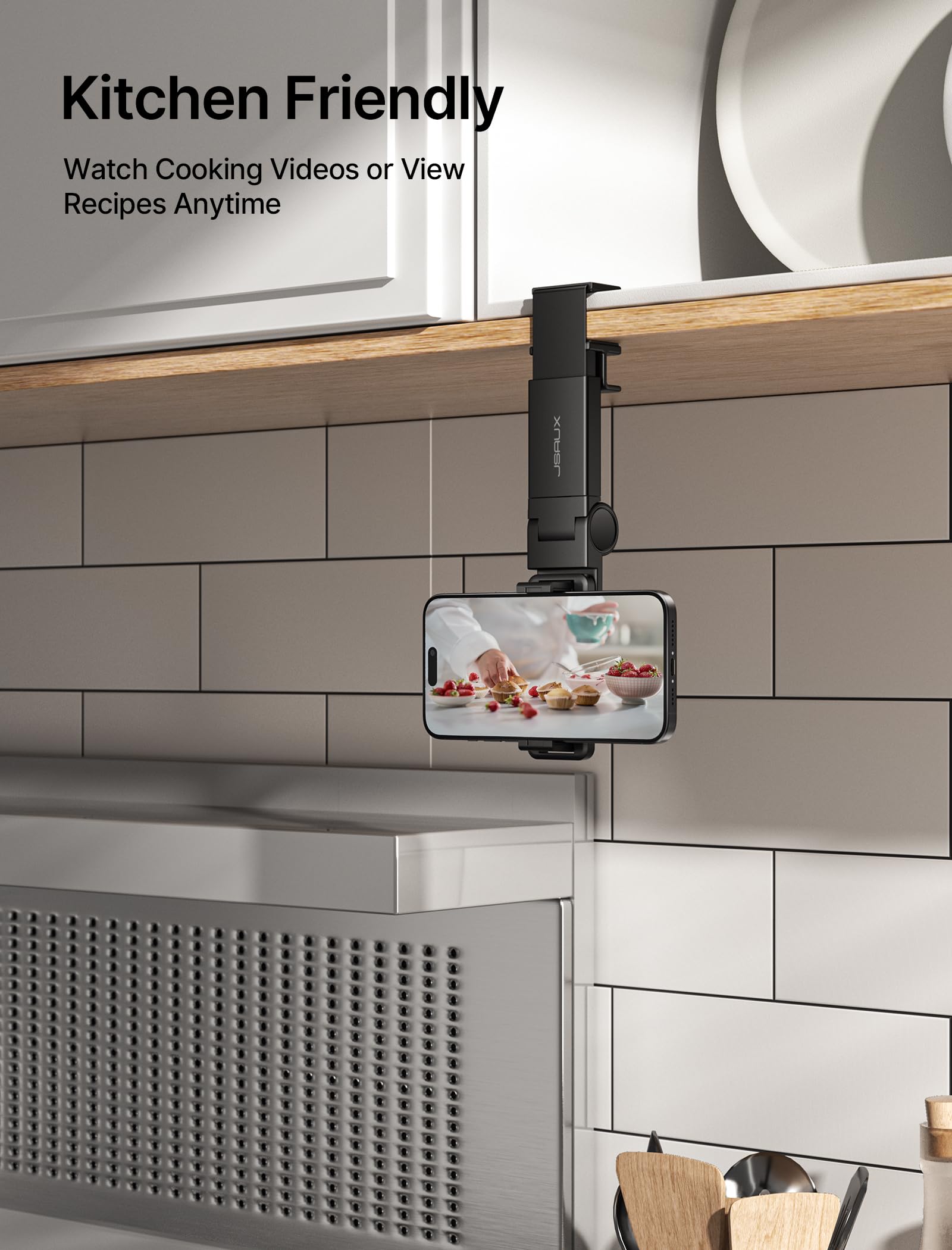 JSAUX Phone Holder for Airplane Travel with 360 Degree Rotation | Handsfree Mount for Desk