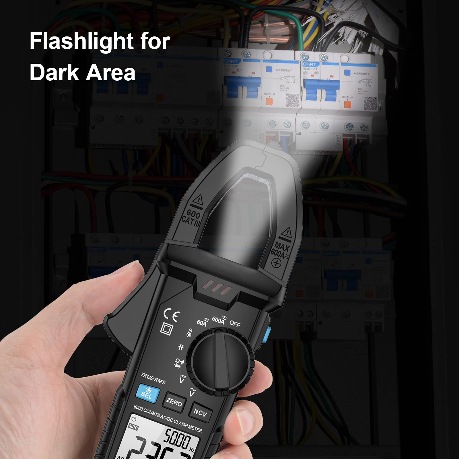Verilux Digital Clamp Multimeter for AC/DC Testing with True RMS 6000 Counts | Auto-Ranging
