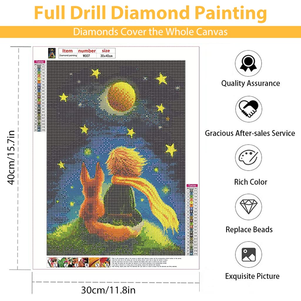 HASTHIP® Diamond Painting Kit, 12x16inch The Little Prince and Wolf 5D Diamond Painting Kit for Adults & Kids, Very Suitable for Home Leisure and Wall Decoration, Gift for Kids and Adults