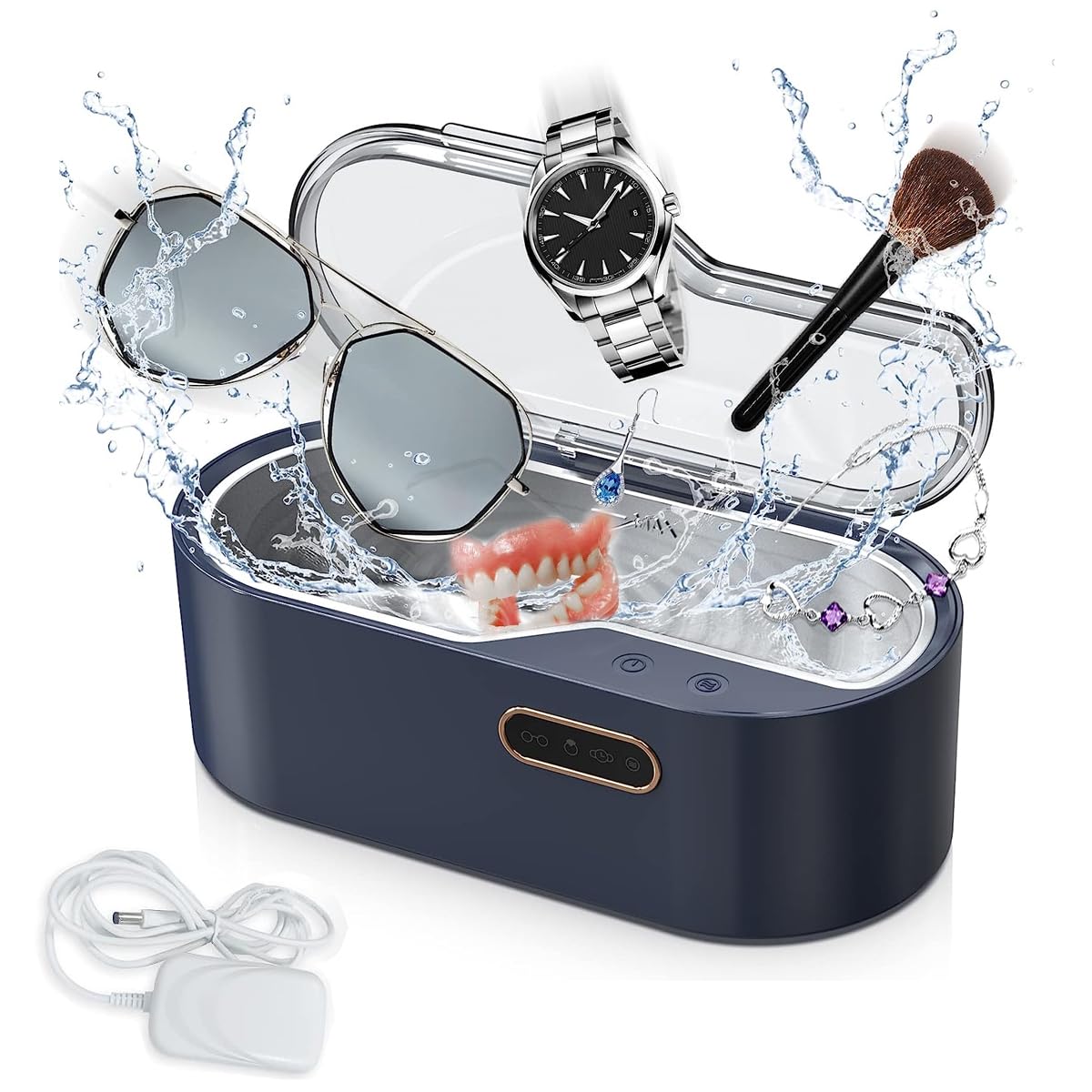 Serplex Ultrasonic Jewelry Cleaner for Dentures and Eyeglasses with 45000 Hz Power | SUS 304 Stainless Steel 450 ml Chamber