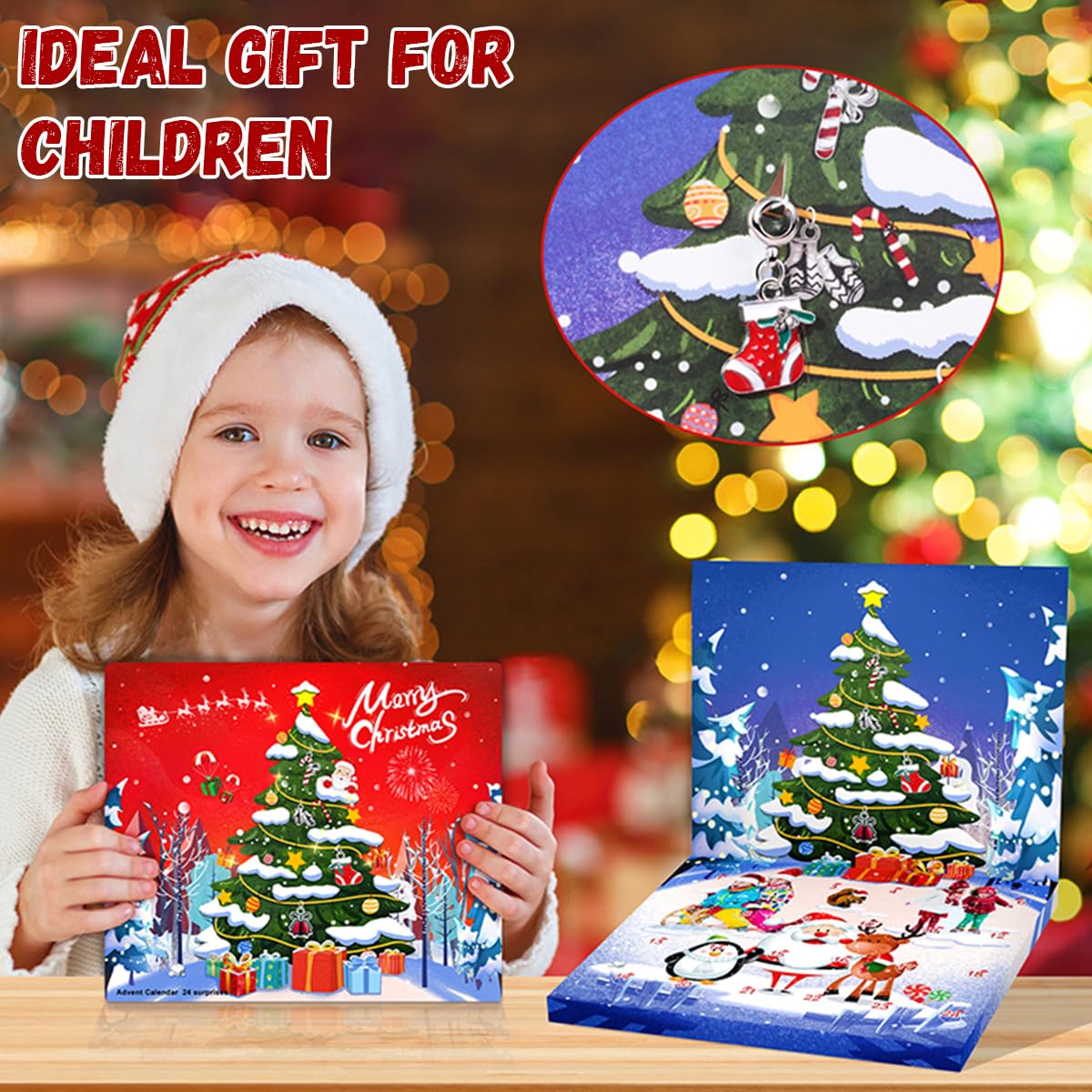SANNIDHI Christmas Advent Calendar for Girls with 24 Grids and DIY Charm Bracelet Kit | Silvercolor Xmas Gift