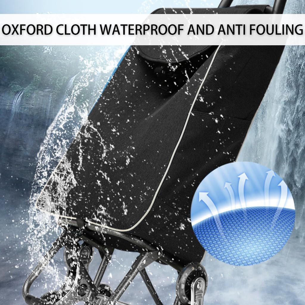 Serplex Shopping Hand Truck for Groceries with 35L Capacity and 3 Wheel Stair Climber | Steel Frame Foldable Trolley