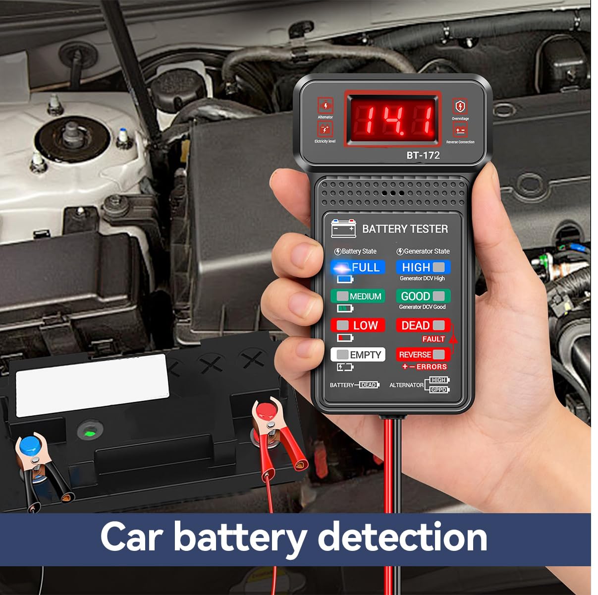 STHIRA 12V Car Battery Tester for Vehicles with Digital LCD Screen and LED Indicators | Titanium Steel Construction