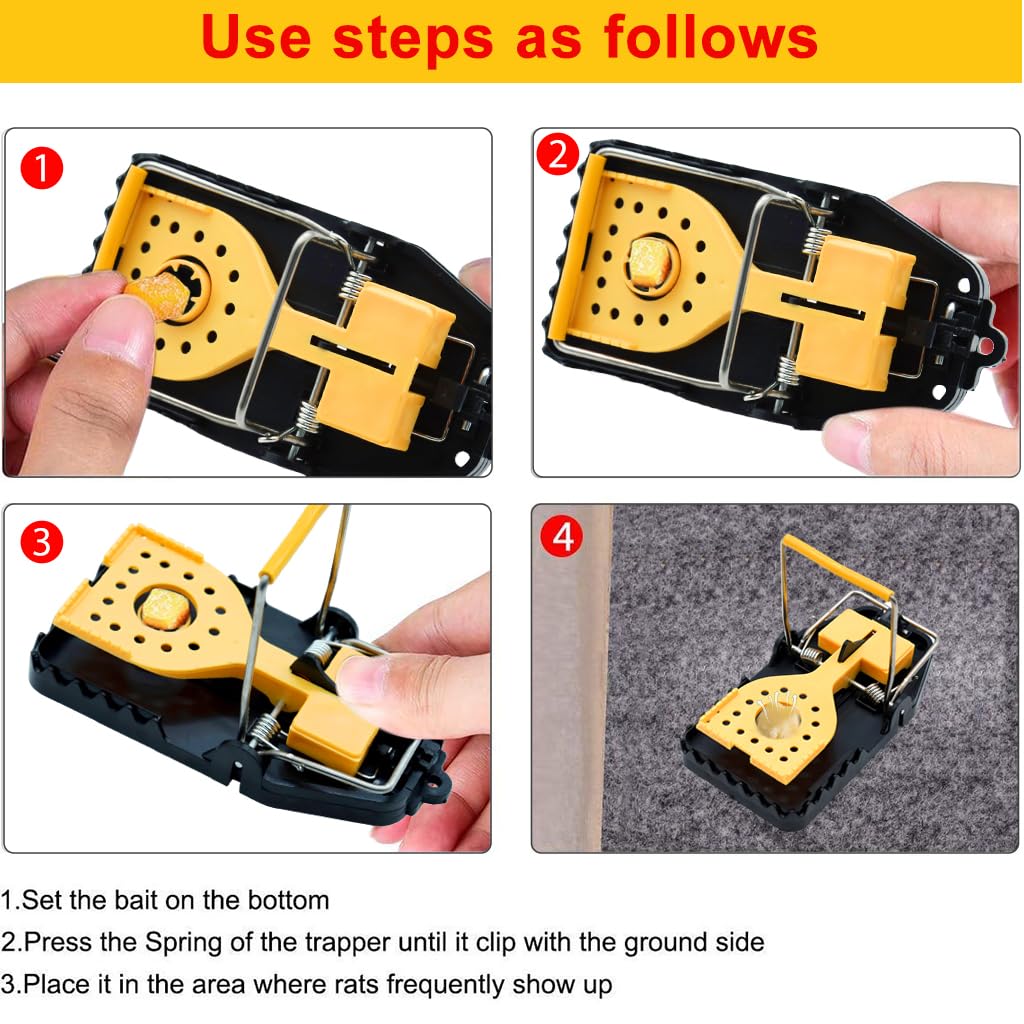 Optifit Reusable Rat Traps for Home and Garden featuring Fast Snap Action ABS Design 15.2x7.8x6.4cm | 4PCS Set