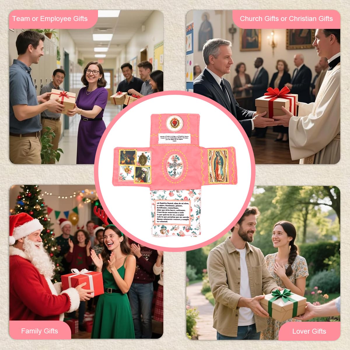 HASTHIP Prayer Quilt Pocket for Daily Devotions with Virgin Mary and Jesus Imagery | Portable Fabric Shrine for Christian Reflection