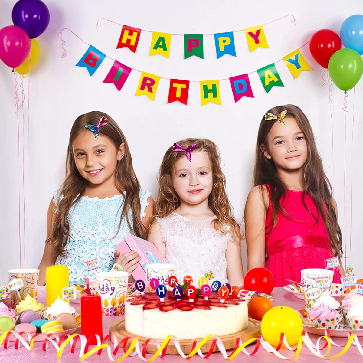 PALAY Mermaid Hair Clip Set for Girls with 8 Color Sequin & Pearl Hairpins | Party Accessory