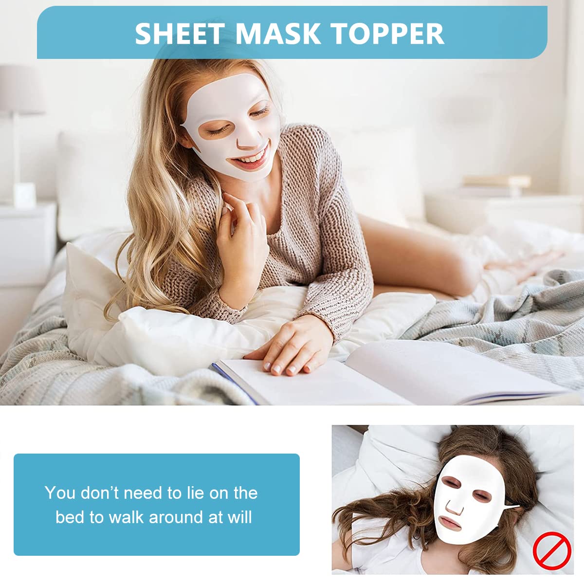 MAYCREATE Reusable Face Mask Holder for Sheet Masks with Ear Loops & Silicone Cover | Clear