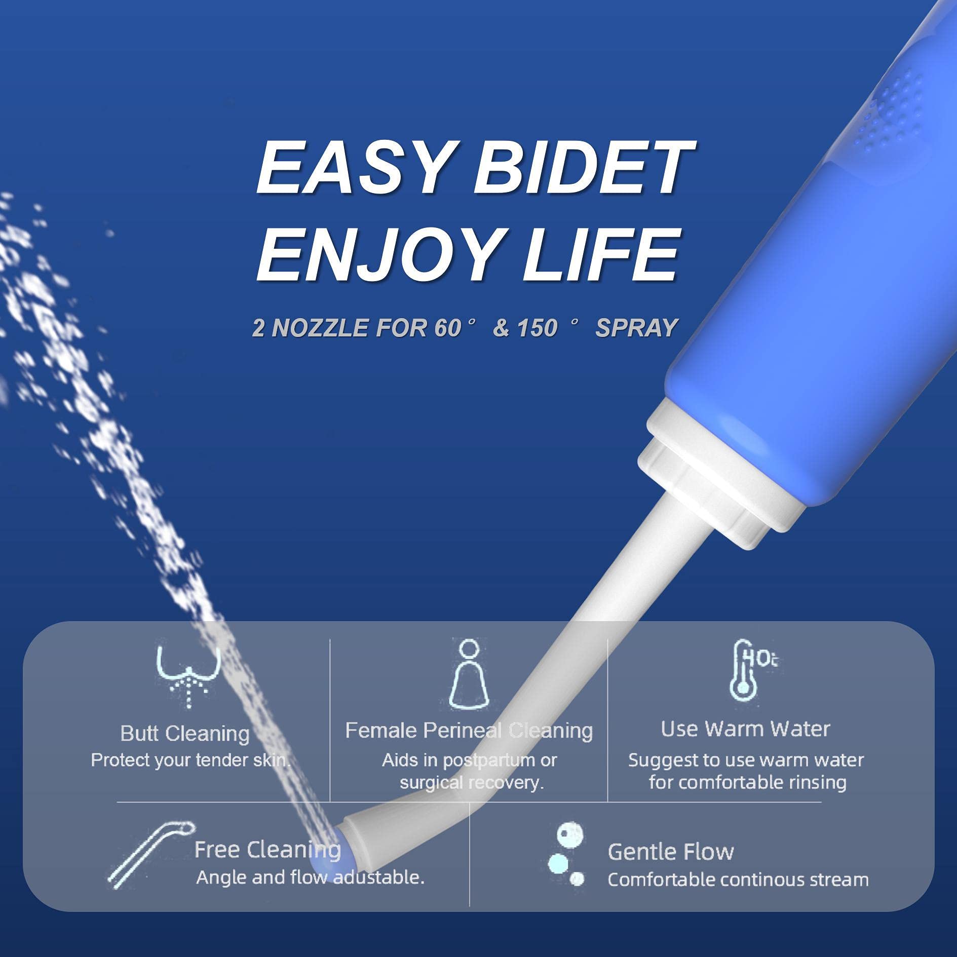 HANNEA Portable Bidet for Toilet and Postpartum Care with 500ml Bottle | Ergonomic Angled Nozzle