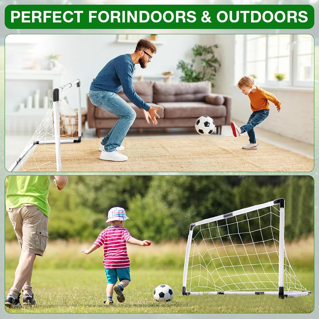 Proberos® Mini Football Goal for Kids with Pump and Ball Set Toddler Football Goal Net Kids Goal Post Weather Resistant Sturdy PVC Easy Assembly Indoor