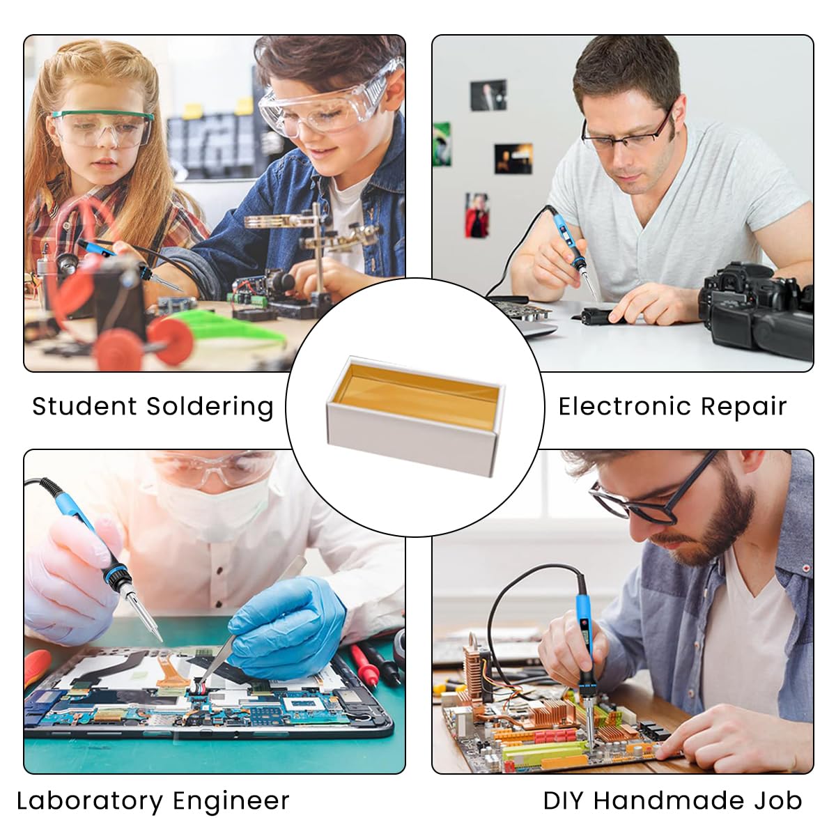 Serplex® Electronics Soldering Iron Kit 80W LCD Digital Display Welding Tool with Adjustable Temperature 5pcs Solder Iron Tips Desoldering Pump Tweezers Stand Solder for Soldering Set