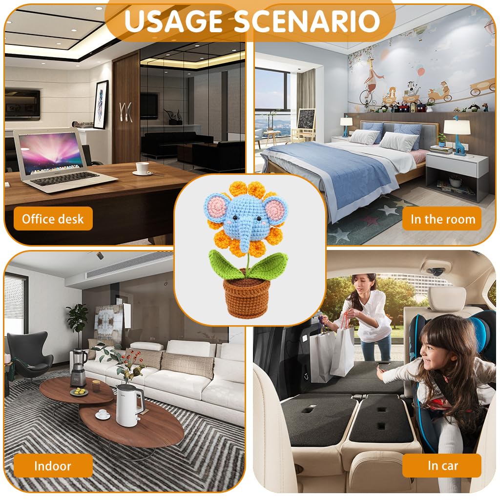 PATPAT Crochet Kit for Beginners with Ergonomic Hooks and Yarn | DIY Elephant Sunflower Gift