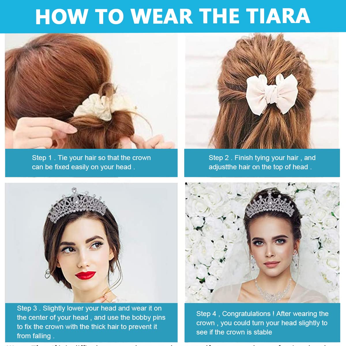 SANNIDHI Bridal Jewelry Set for Wedding with Crystal Necklace Earrings and Crown | Gift for Women