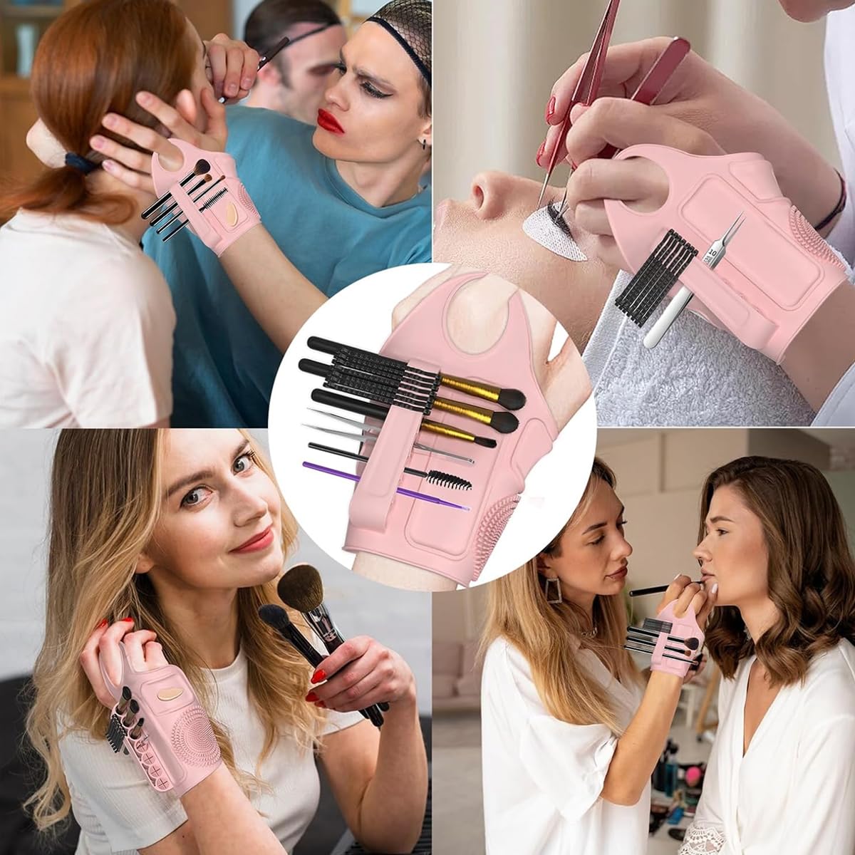 MAYCREATE Makeup Brush Holder Palette with 6 Brush Slots for Mixing Foundation | Handwear Design