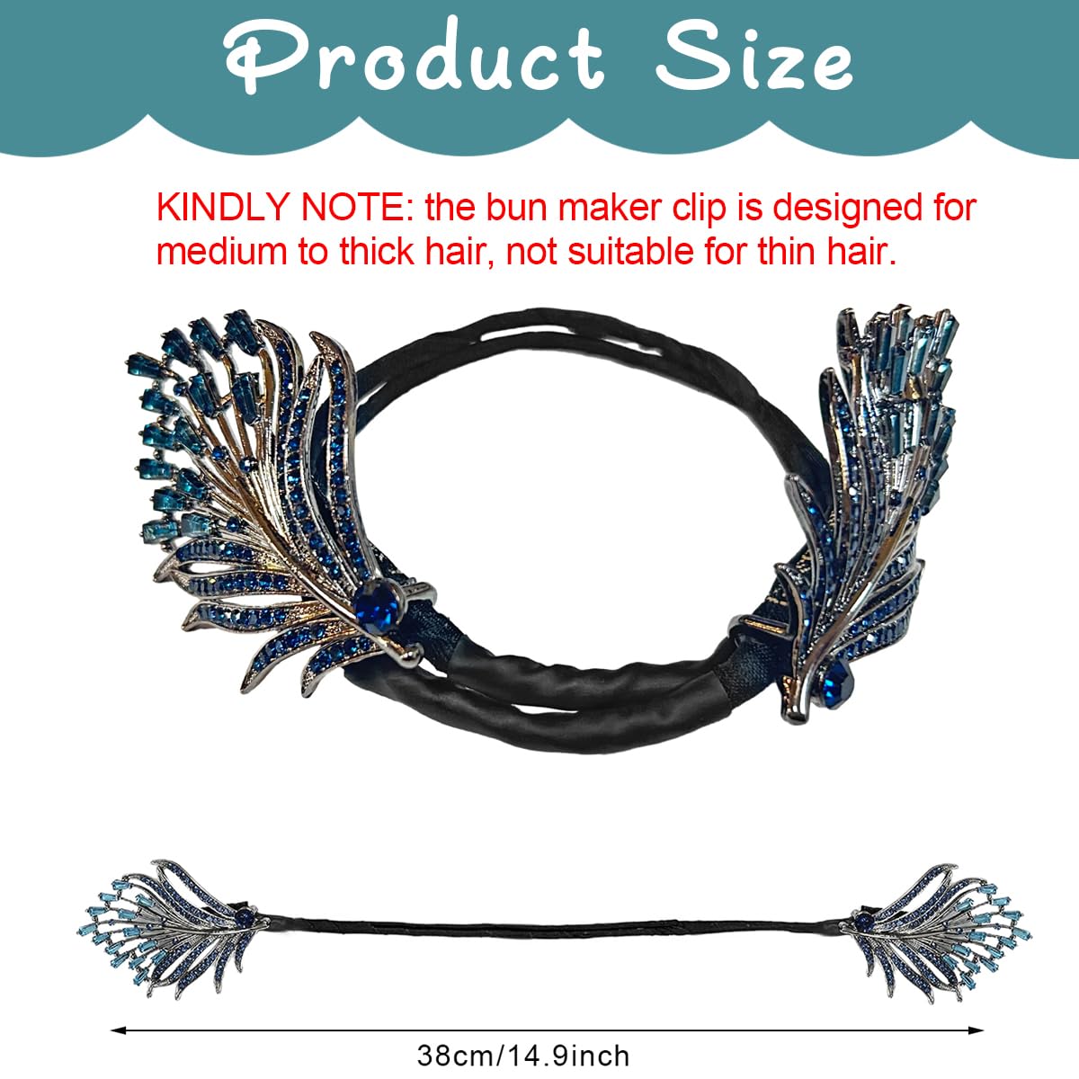 PALAY Hair Bun Maker for Women featuring Hidden Wire with Rhinestone Feather Clip | Party and Wedding Accessory
