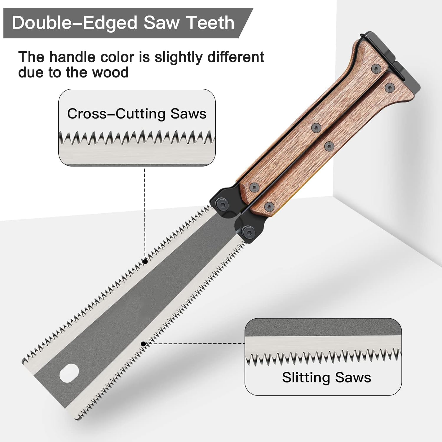 Serplex Hand Saw for Woodworking with 5.5 in SK5 Steel Blade and Folding Handle | Smooth Double Edge Cuts