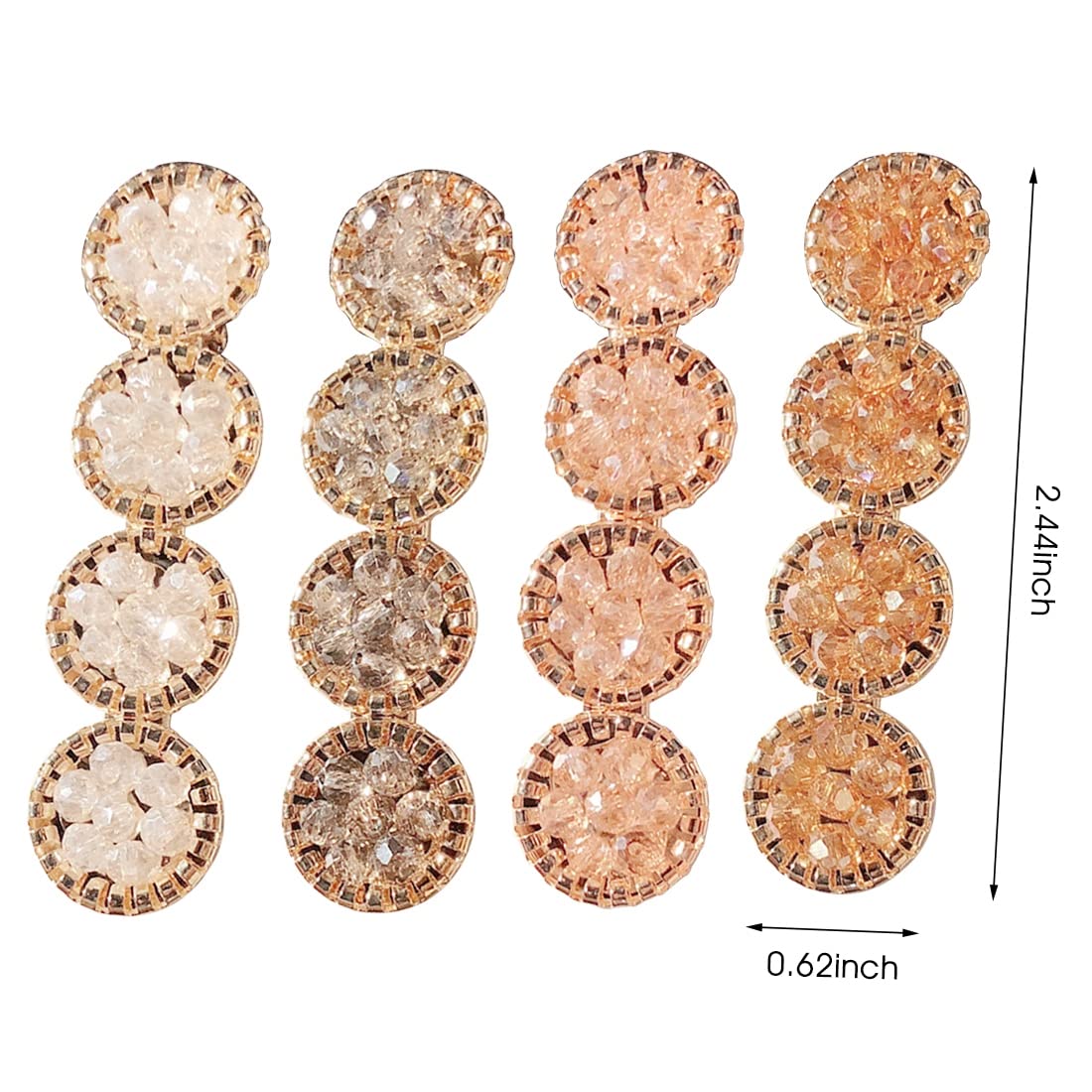 MAYCREATE Rhinestone Hair Clips for Daily Wear featuring Non Slip Acrylic Design | 4 Pcs Set