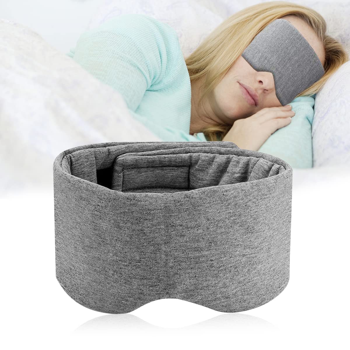 HANNEA Sleeping Eye Mask for Women & Men & Kid, Adjustable Extra Soft Cotton Sleep Eye Mask,Contoured Cup Night Blindfold Eye Shade for Travel, Nap, Meditation