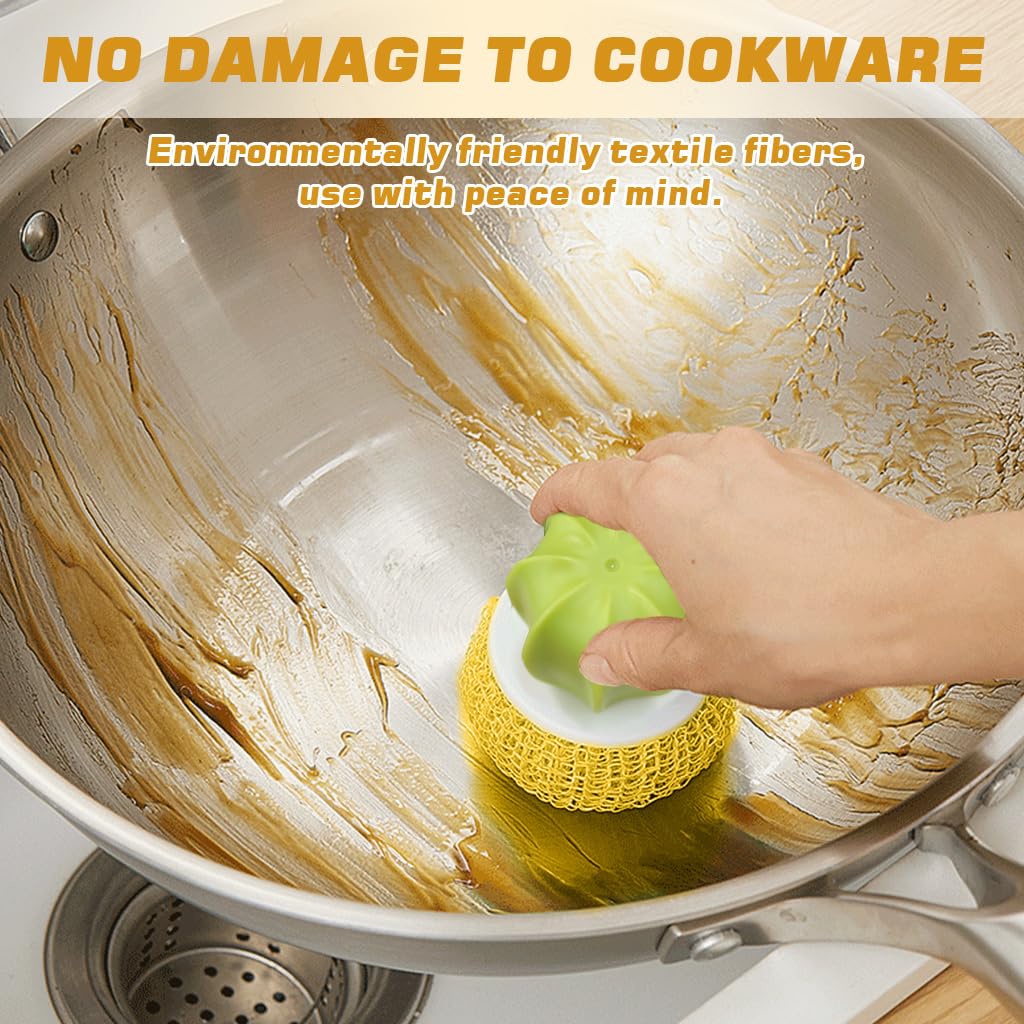 Supvox Kitchen Pot Cleaning Brush with Cactus Handle and Drip Tray | Non Abrasive PP Scrubber