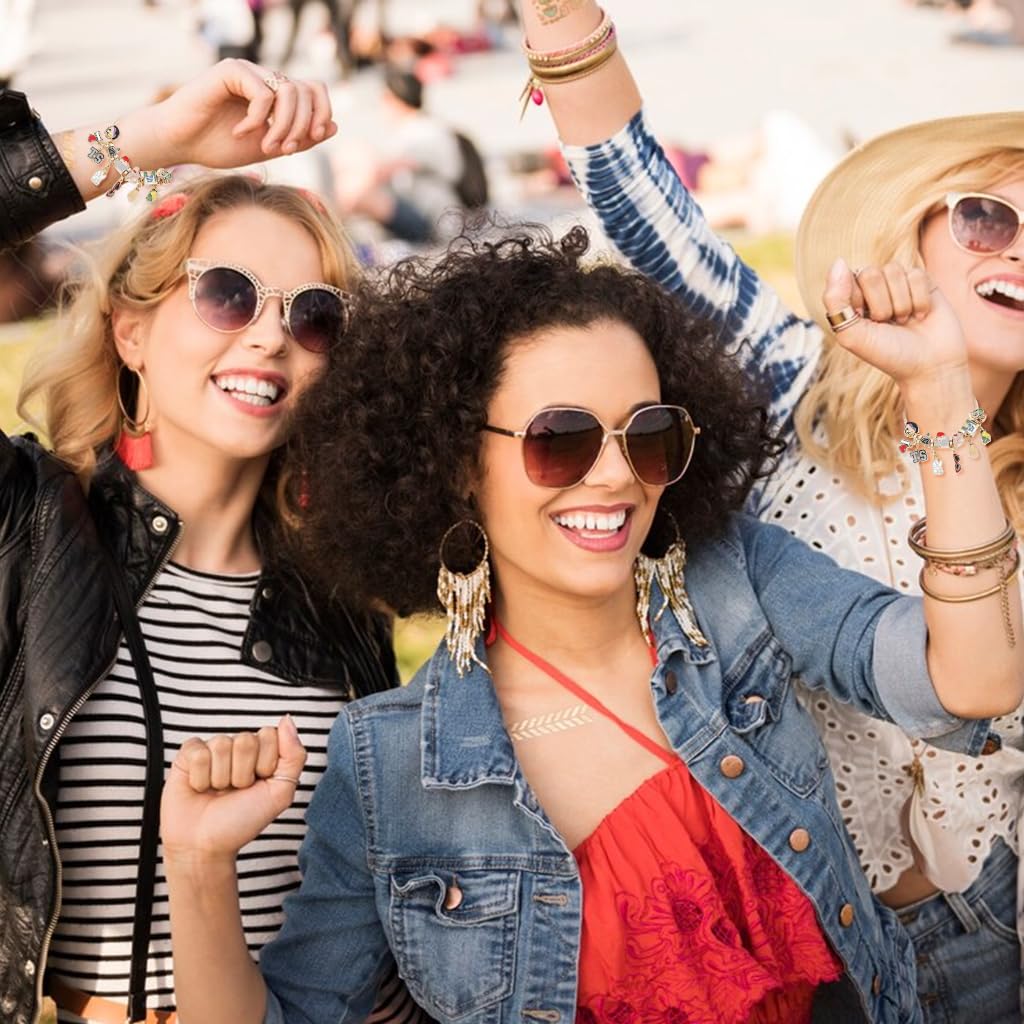 Taylor Bracelet for Women featuring Adjustable Clasp and Gold Alloy Charms | Gift for Music Fans