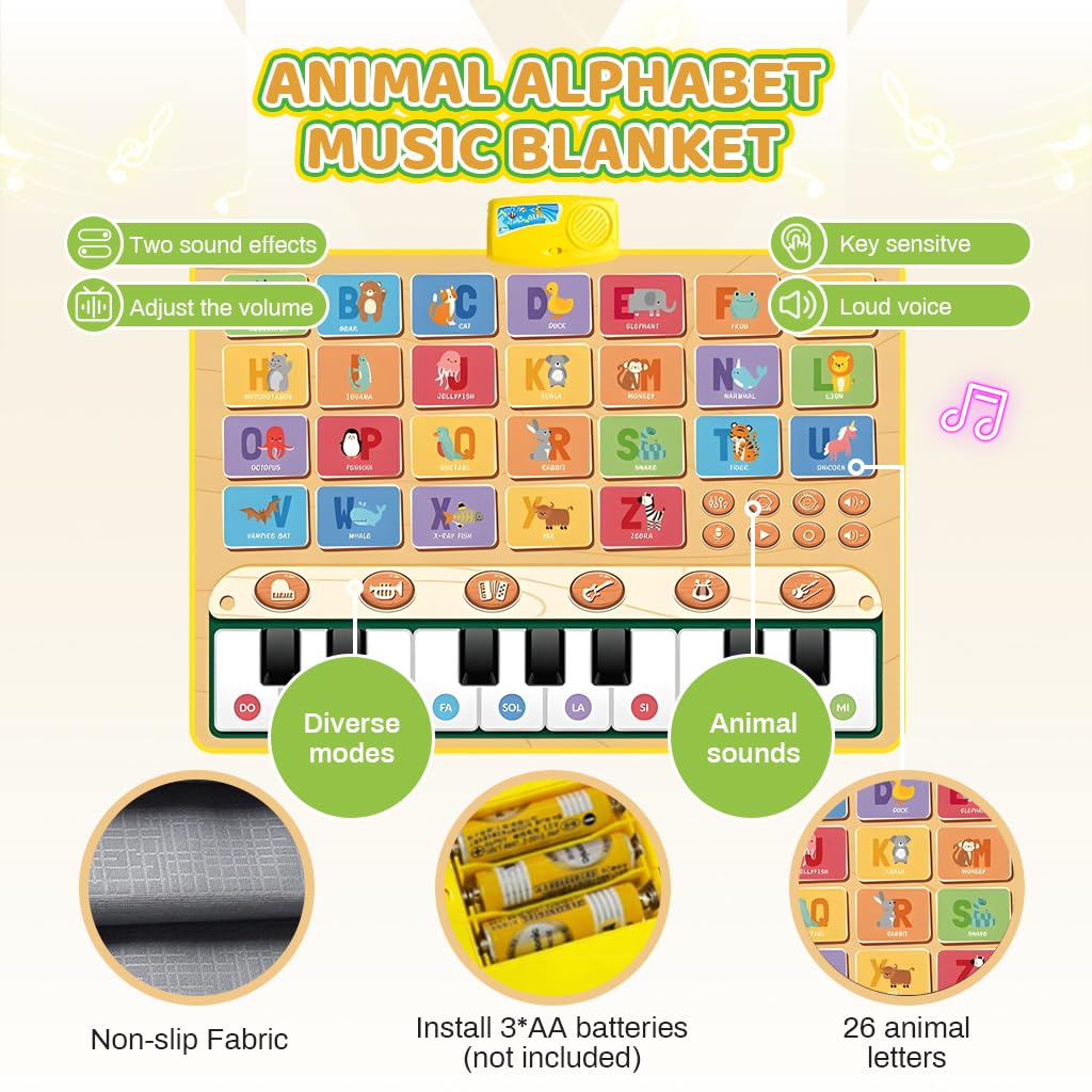 PATPAT Alphabet Musical Piano Mat for Kids featuring Large Interactive Play Surface