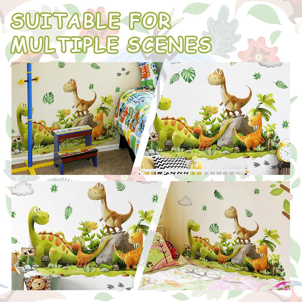 SNOWIE SOFT® 2 Sheet Cartoon Wall Stickers for Kids Room Nursery Room Bedroom Self-adhesive Cartoon Dinosaur Charming Stickers PVC Wateproof Wall Decorative Stickers, 30x60cm