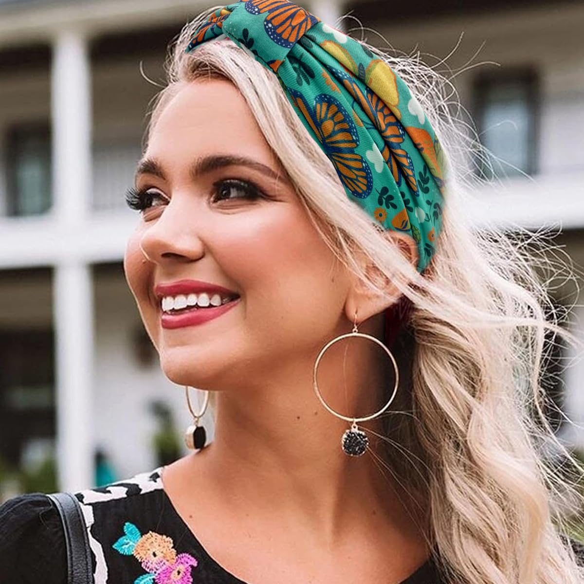 Proberos Hair Band for Women for Yoga and Running with Butterfly Print 3 Pack | Soft Polyester Spandex Fit