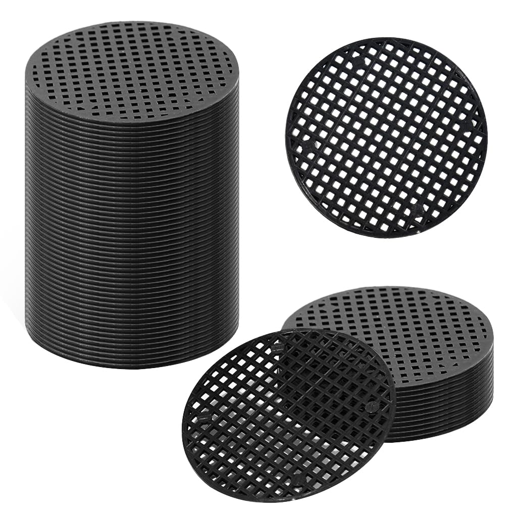 HASTHIP Flower Pot Hole Mesh Pad for Bonsai and Succulent Drainage 100 pcs 7.5 cm Plastic | Reusable Soil Retention Screen