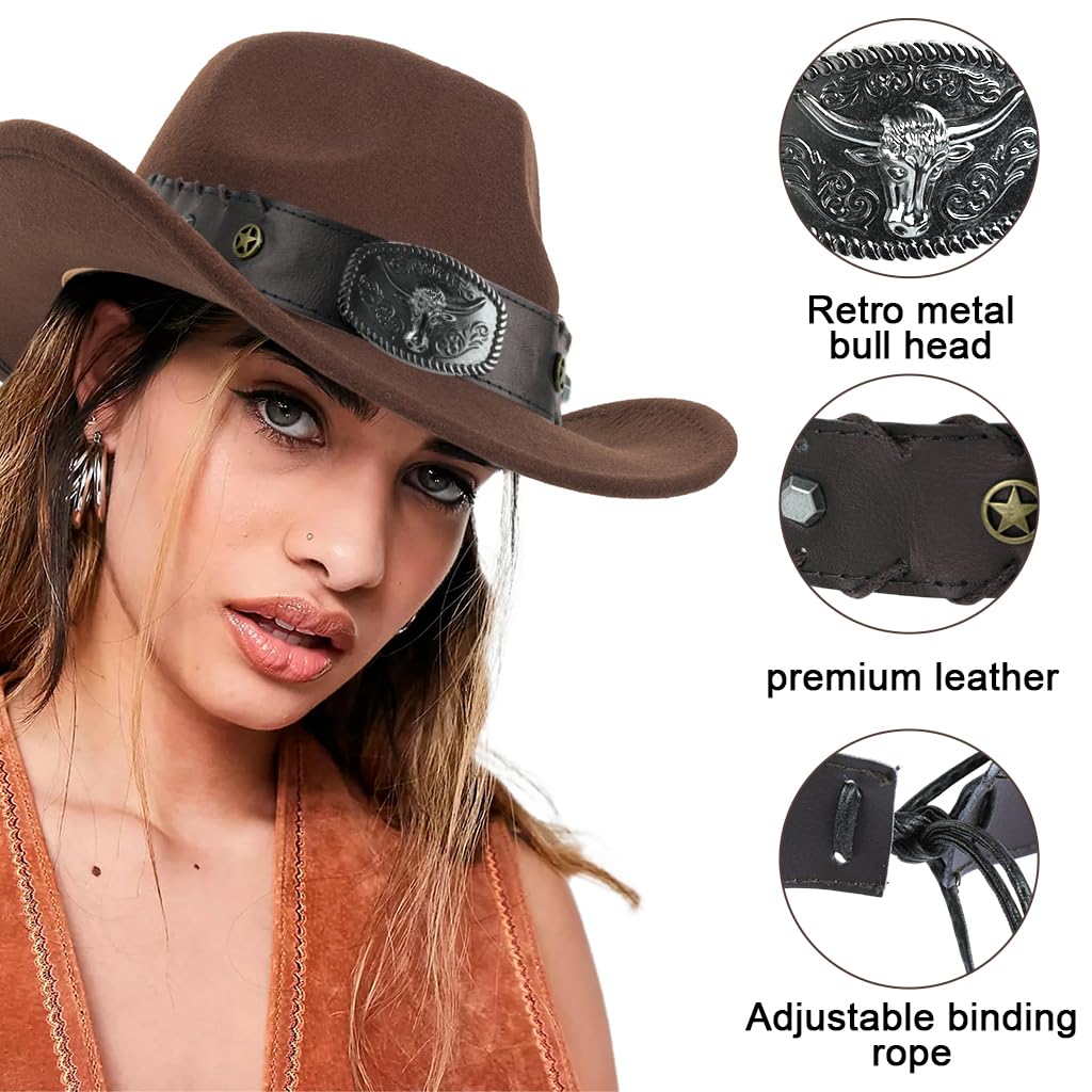 GUSTAVE Cowboy Hat Bands for Western and Cowgirl Hats featuring Bull Head Charm | Adjustable Leather Design