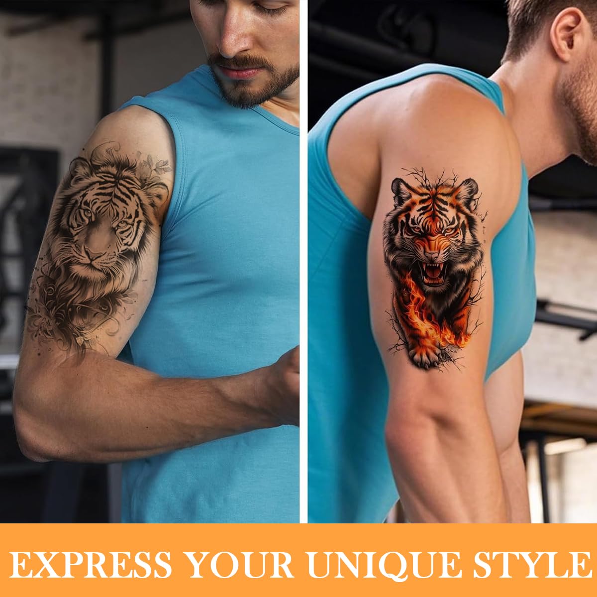 MAYCREATE Temporary Tattoo Stickers for Men with 34 Waterproof Sheets | Beast Arm Designs