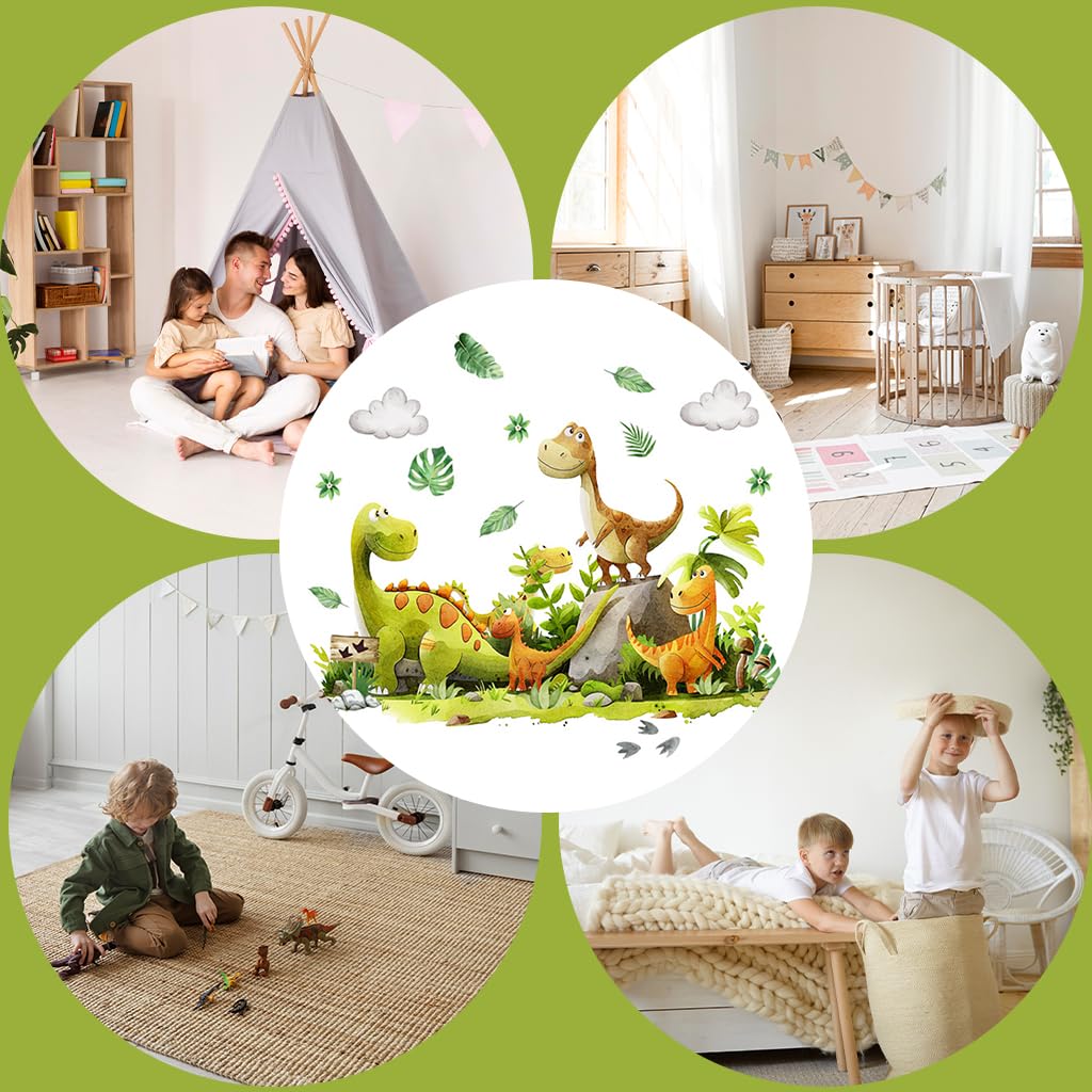 SNOWIE SOFT® 2 Sheet Cartoon Wall Stickers for Kids Room Nursery Room Bedroom Self-adhesive Cartoon Dinosaur Charming Stickers PVC Wateproof Wall Decorative Stickers, 30x60cm