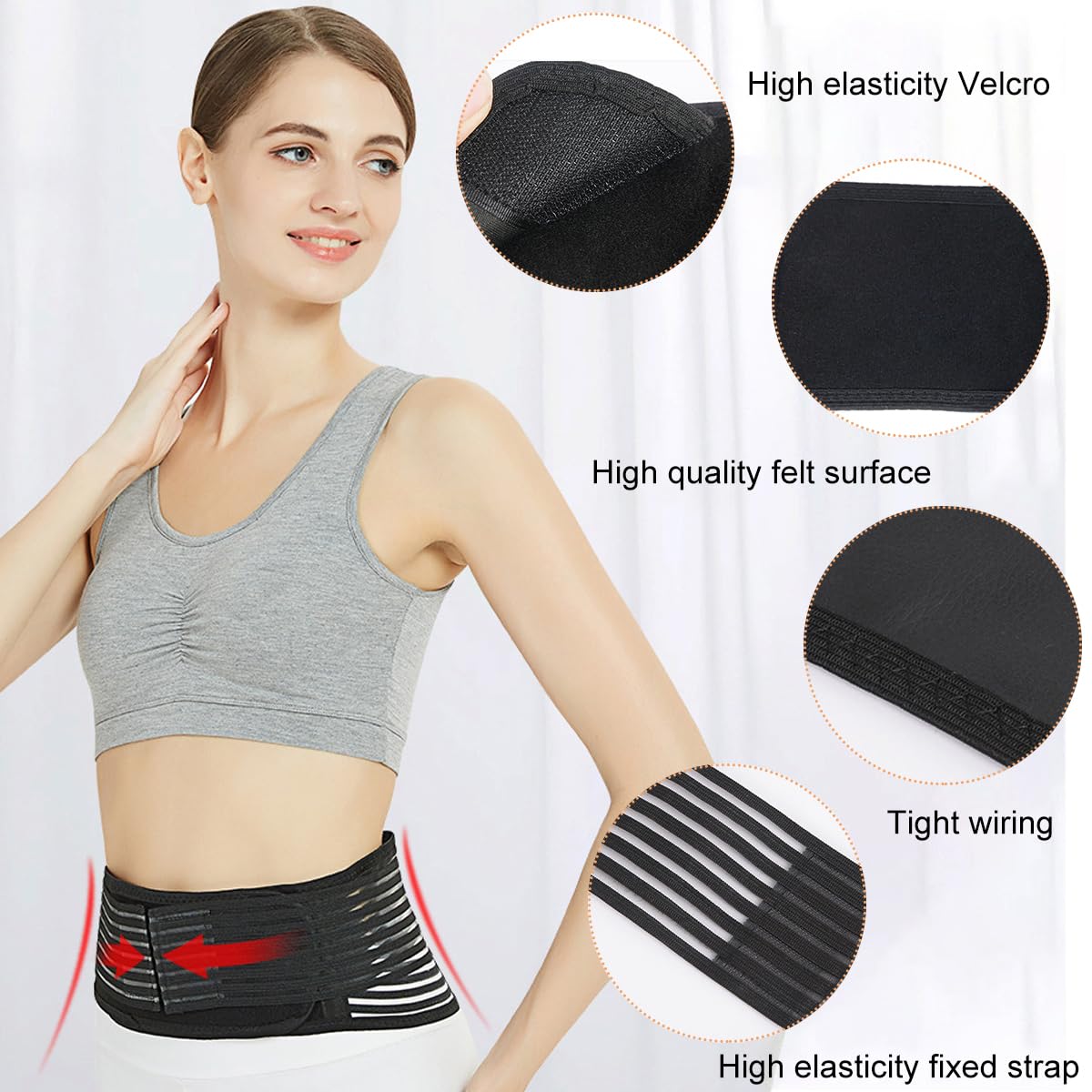 HANNEA Self Heating Waist Belt for Lumbar Pain Relief featuring 12 Magnets | Adjustable Fit
