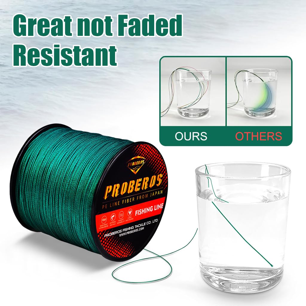 Proberos Fishing Line for Saltwater and Big Game with 110 lbs Pull Force | 300 m PE Braided Spool