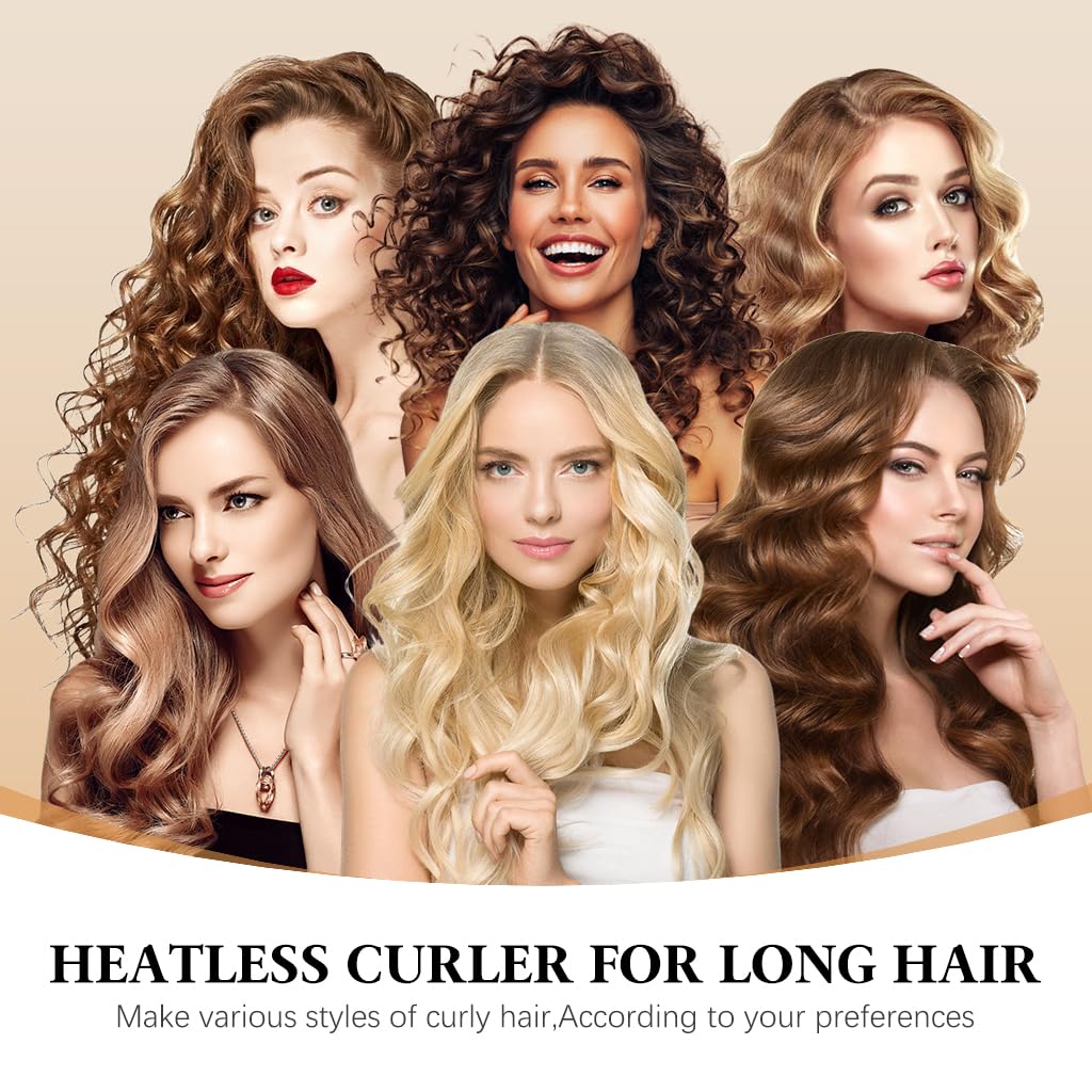 MAYCREATE Heatless Hair Curler for Overnight Curls with Flexible Rod and Hook | Black Satin Rollers